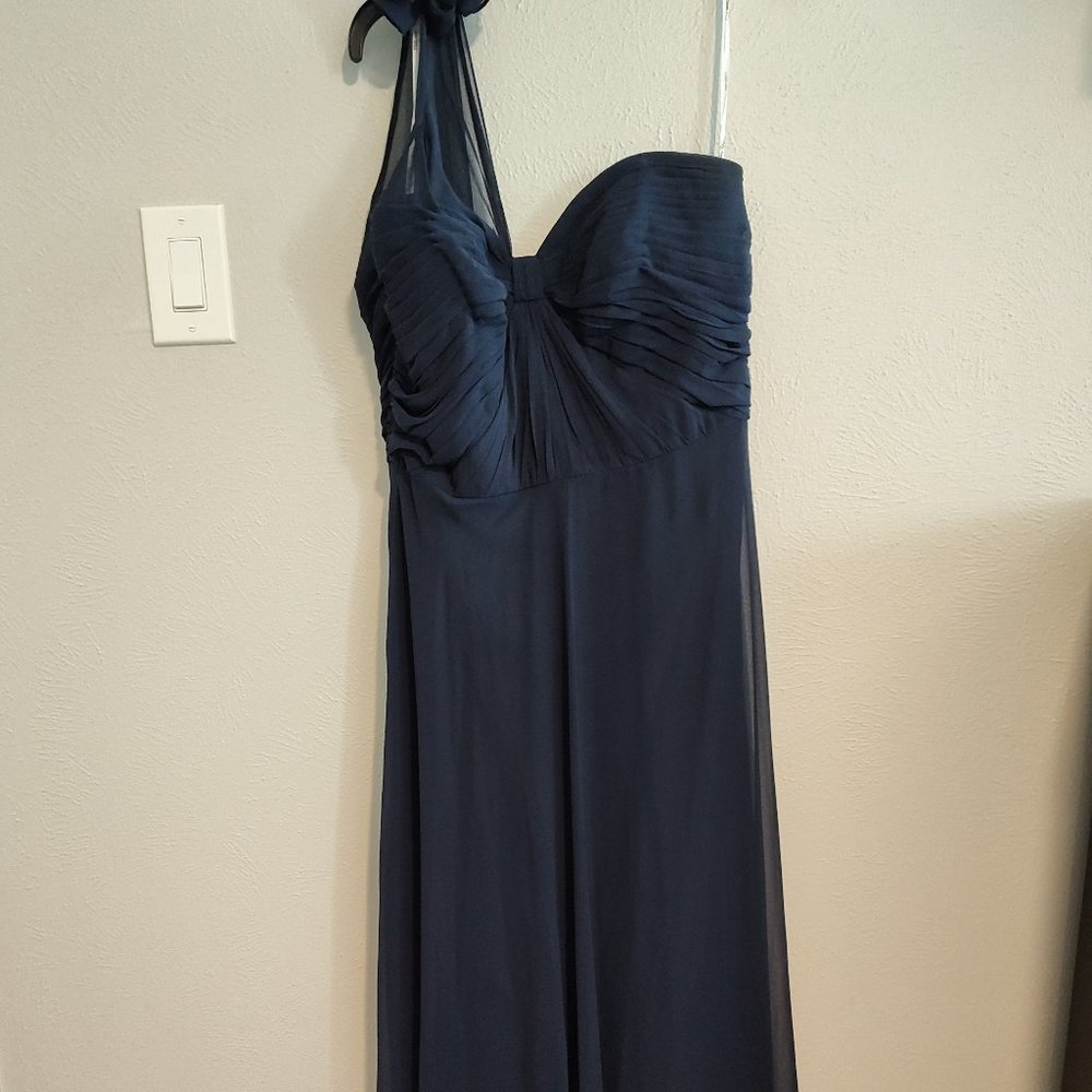Navy One-Shoulder Full Length Gown Size 14